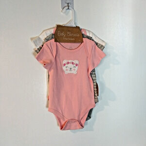 NEW NWT BABY elements girls 6-9 months‎ 3 pack bodysuits pink/loved/floral /3129